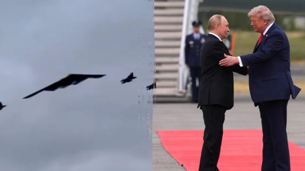 Trump welcome Putin by flying B2 bomber over him